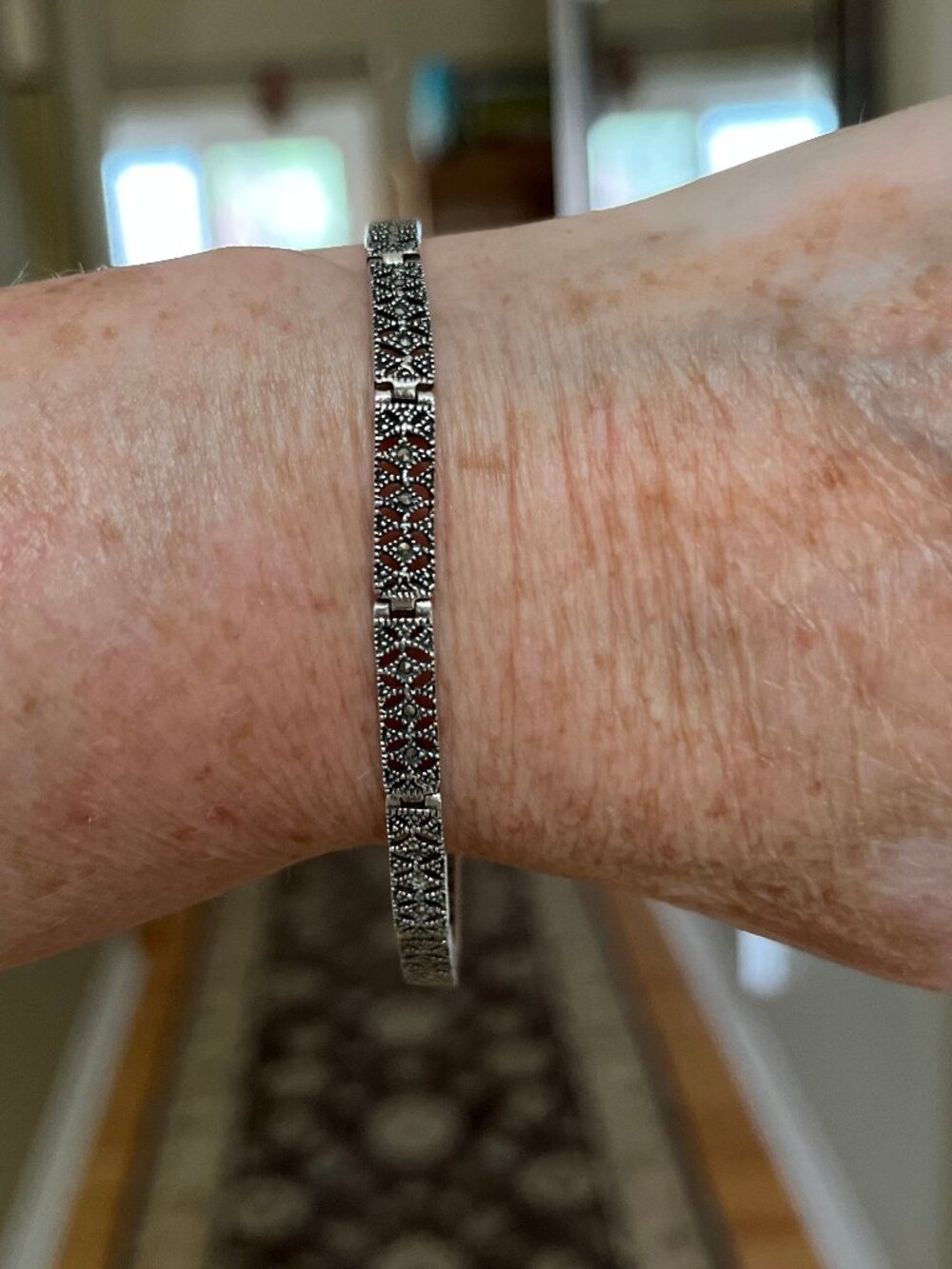 Vintage "Style' Silver Marcasite Crystal Bracelet - Authentic
